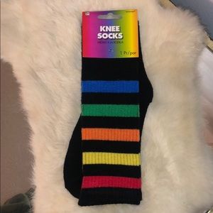 Knee high rainbow socks